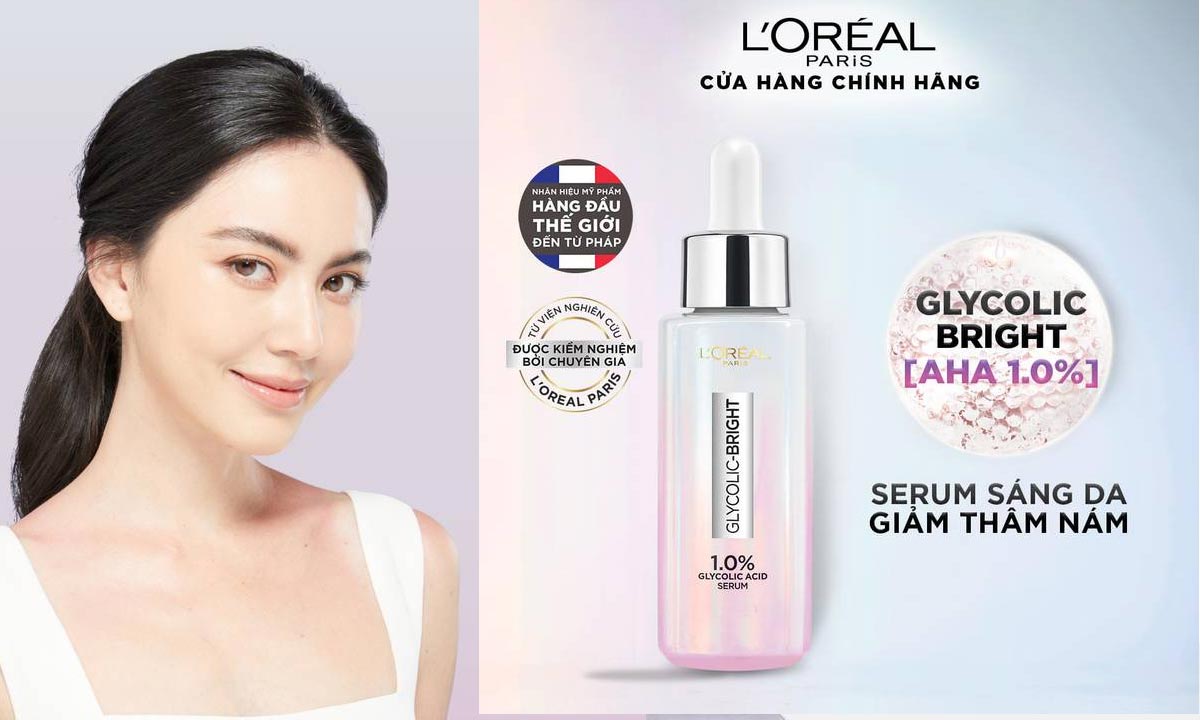 Serum dưỡng sáng mờ thâm nám L'Oreal Paris Glycolic Bright 1.0% Glycolic Acid (AHA)