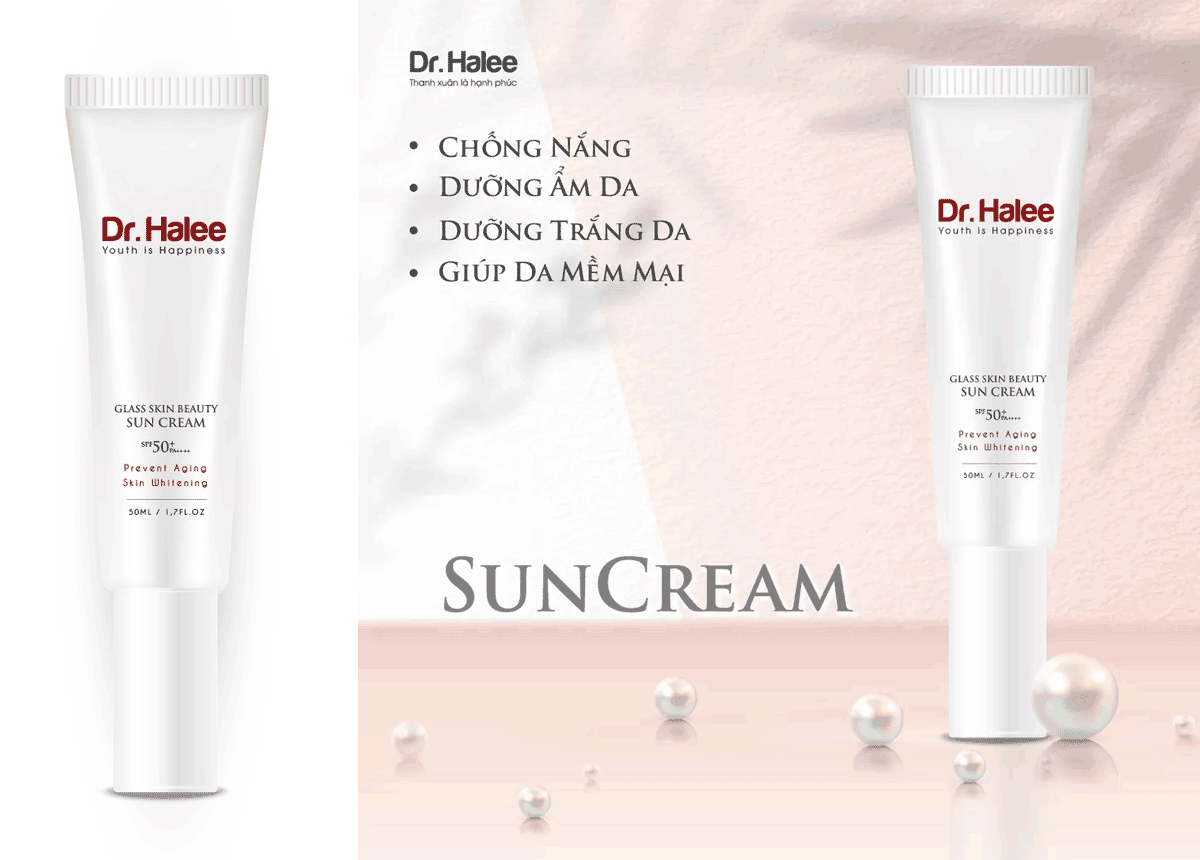 Kem chống nắng FPS50 PA++++ Glass Skin Beauty Sun Cream Dr.Halee
