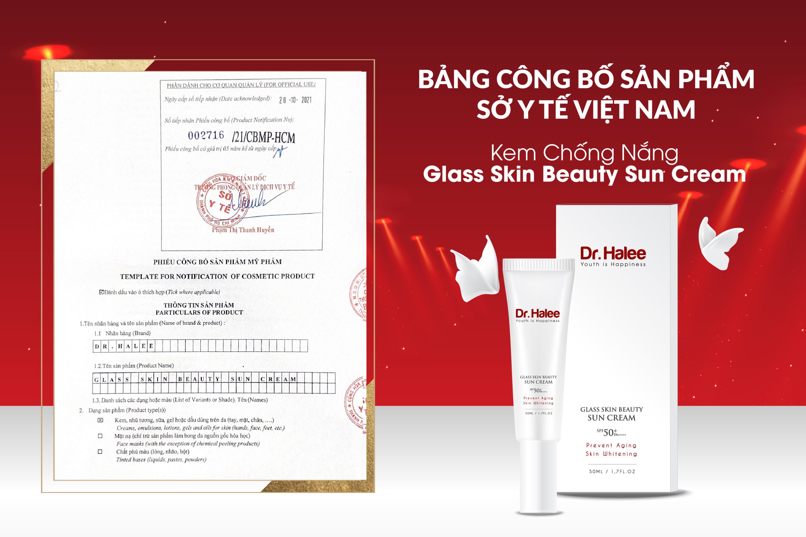 Giấy công bố sản phẩm chống nắng lựu đỏ - Dr.Halle