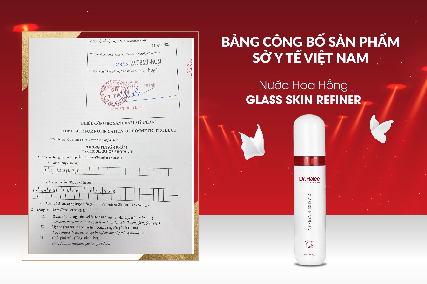 Giấy công bố sản phẩm nước Cân Bằng Dưỡng Sáng Da GLASS SKIN REFINER